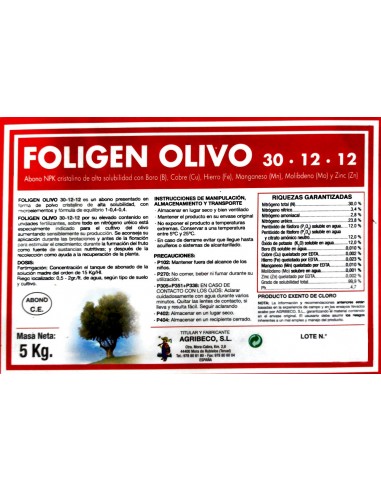 FOLIGEN OLIVO 30 12 12 (5 KG)
