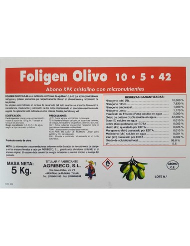 FOLIGEN OLIVO 10 5 42 (5KG)